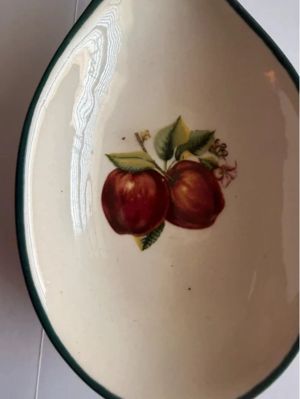 Vintage China Pearl Casuals Apple Spoon Rest Ceramic Farmhouse